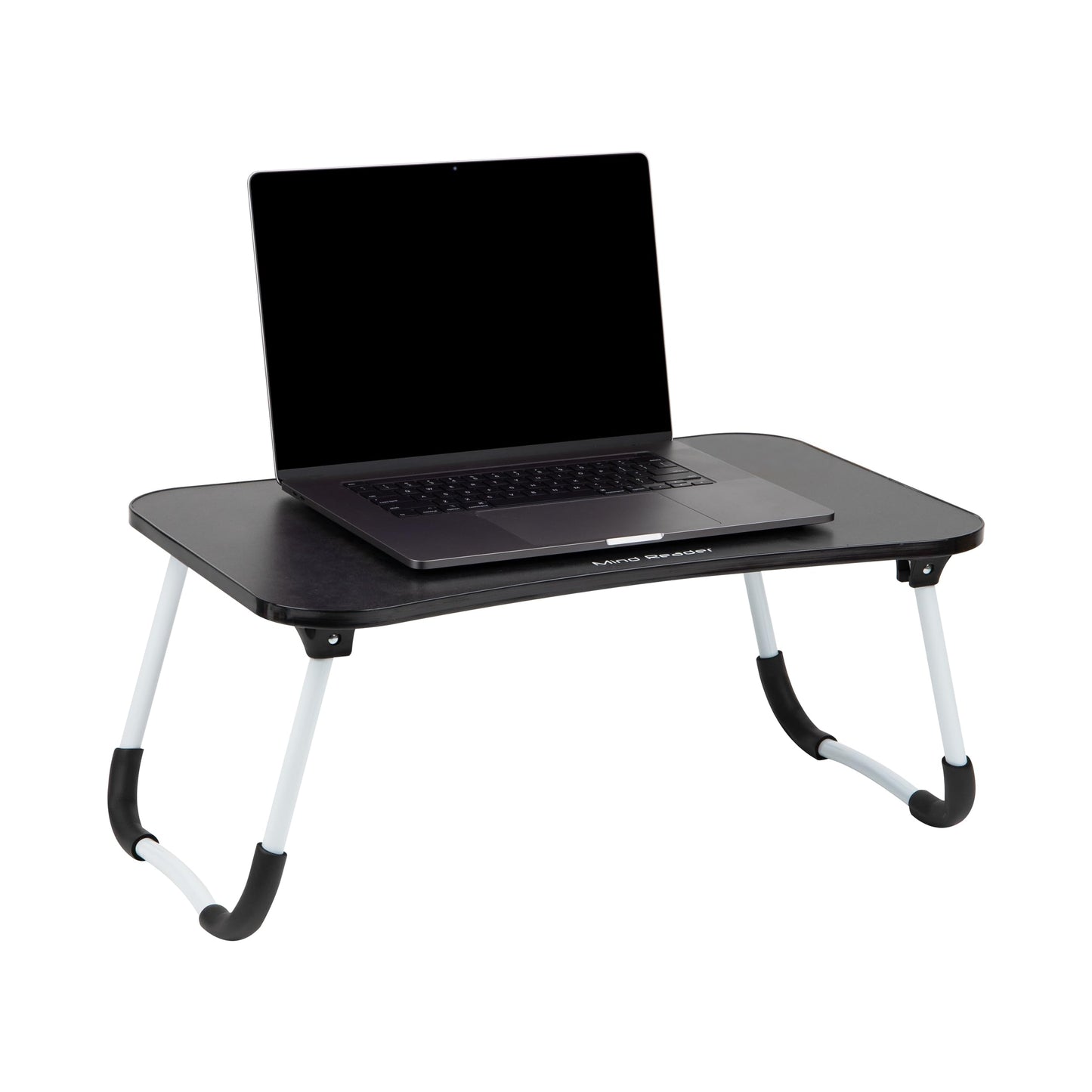 Mind Reader Lap Desk Laptop Stand with Folding Legs, Portable Bed Tray Table for Laptop, Breakfast, Reading, Crafts, MDF, Black
