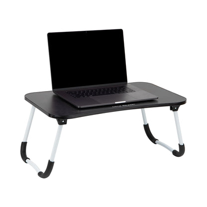 Mind Reader Lap Desk Laptop Stand with Folding Legs, Portable Bed Tray Table for Laptop, Breakfast, Reading, Crafts, MDF, Black