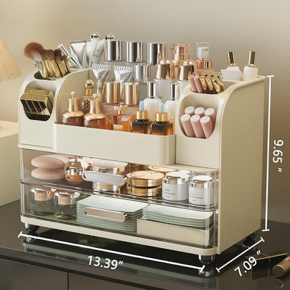 Large Makeup Organizer Countertop with Drawers, Make Up Organizer for Vanity, Makeup Storage Organizer Countertop Makeup Organizers for Skincare, Cream