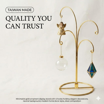 HOHIYA Ornament Display Stand 12 Inch 4-Arm Metal Holder for Christmas Ornaments Glass and Crystal Ball Decorations Art Craft Hanging Hanger Brass Gold 2 Pack