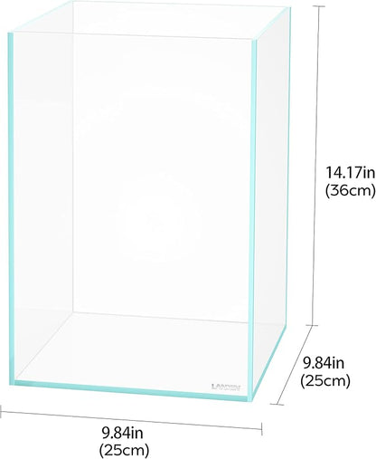 LANDEN Tall Tank Rimless Low Iron Tank 5.5GAL 9.8" L × 9.8" W × 14.2" H(25X25X36) cm Small Aquascape Fish Tank, Vertical Aquascape Tank, Black Leveling Mat Included