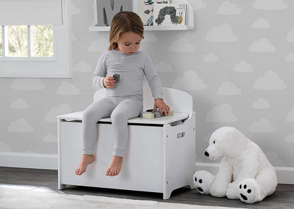 Delta Children MySize Deluxe Toy Box - Greenguard Gold Certified, Bianca White & Canton Toddler Bed, Cherry