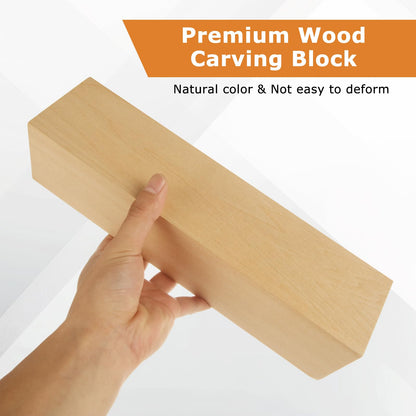 LDHHYH 2 Pack Basswood Carving Blocks, 12 x 3 x 3 Inch Unfinished Whittling Wooden Blocks, Unfinished Wood for DIY Carving Wood Craft