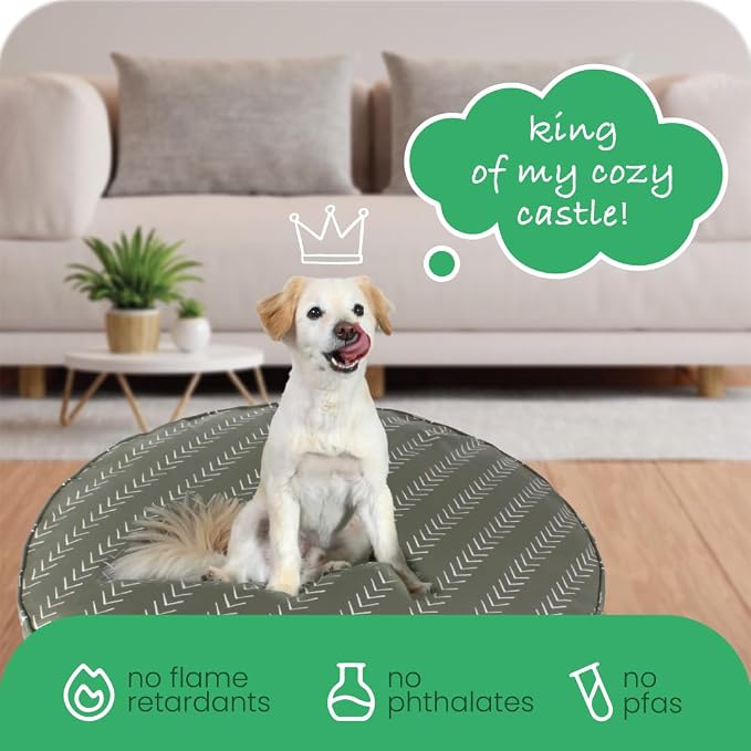 Molly Mutt Forever Young Dog Bed Duvet Cover, GOTS-Certified 100% Organic Cotton Canvas Cover for Dog, Puppy, or Cat Bed, Durable, Washable, and Free of Harmful Chemicals, Round, 36"x5"