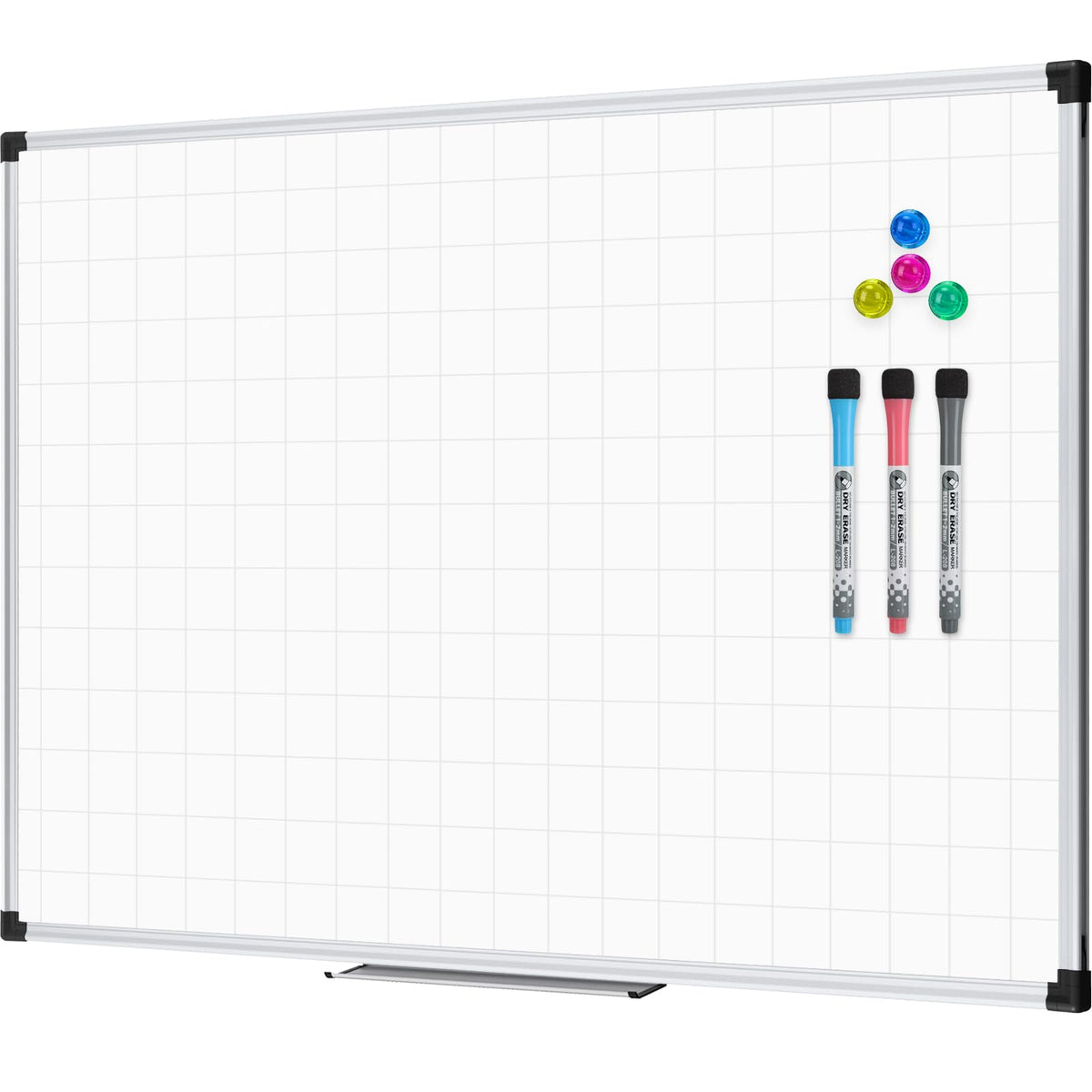 XBoard Magnetic Dry Erase Board with Lines 48 x 36 Inch, 4' x 3' Double Sided Hanging White Board Planner for Wall | Grid Lined White Board + Message Presentation Board