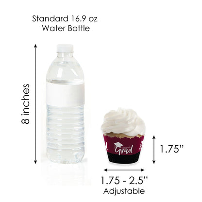 Big Dot of Happiness 2026 Maroon Graduation Cupcake Decoration - Party Cupcake Wrappers and Treat Picks Kit - Set of 24
