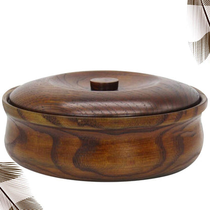 DOITOOL Wooden Snacks Bowl with Lid 6.29 Inch Square Fruit Plate Lightweight Serving Bowl for Nuts Candy Salad Home Kitchen Dining