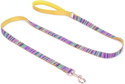 Dog Collar and Leash Set for Dogs Walking Bohemia Ethnic Style | Soft Durable Nylon Adjustable Collar with Metal Buckle 5ft Matching Leash with Padded Handle for Small Medium Large Dogs