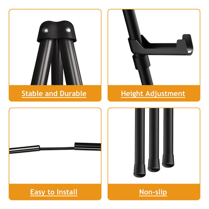 Thicken Display Easel Stand for Wedding - 63" Instant Tripod Collapsible Portable Sturdy Floor Easel - Easy Folding Adjustable Poster Metal Stand for Signs, Display Show, Artist, Art, Painting - Black