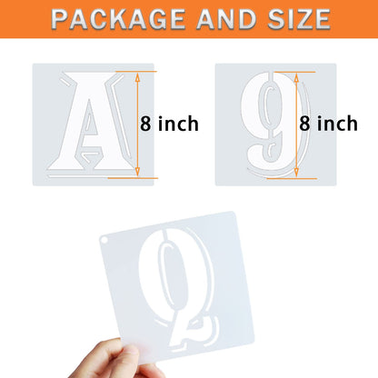 ASMPIO 8 Inch Letter Stencils Symbol Numbers Craft Stencils, 42 Pcs Reusable Plastic Alphabet Templates for Painting on Wood, Wall, Fabric, Rock, Glass, Signage, DIY Art Projects (8 Inch)
