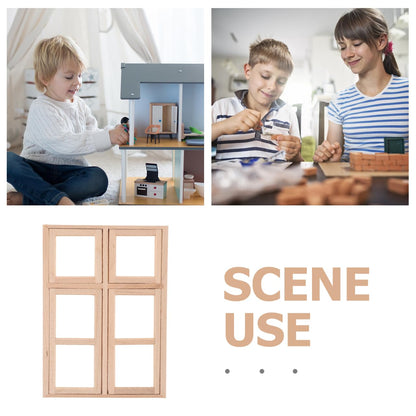 Totority Dollhouse Doors and Windows Model 1 12 Scale Miniature Wooden Frame Door Window Accessory for DIY Craft Scenes Doll House Furniture Home Decoration Mini House Building