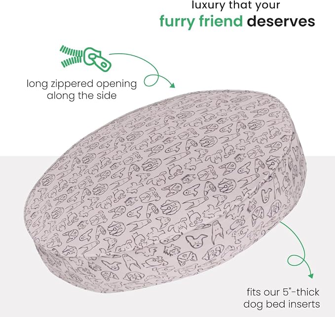 Molly Mutt Only You Dog Bed Duvet Cover, 100% Cotton Canvas Cover for Dog, Puppy, or Cat Bed, Durable, Washable, and Free of Harmful Chemicals, Round, 36"x5"