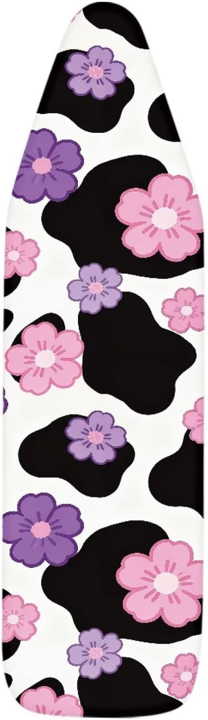 Pink Flower Cow Print Ironing Board Cover Soft Stain Resistant Ironing Board