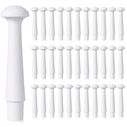 Yerliker 35 Pcs Wooden Shaker Pegs 3-1/2 Inch with 1/2 Inch Tenon Wooden Hooks Wall Mounted Smooth Texture Wood Pegs for Hanging Coat Hat Towel Clothes Organizing Supplies (White)