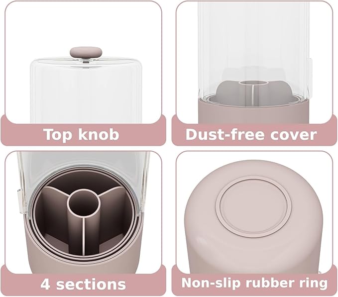 Toothbrush Holder with Cover 360 Rotating 4 Compartments Bathroom Toothpaste