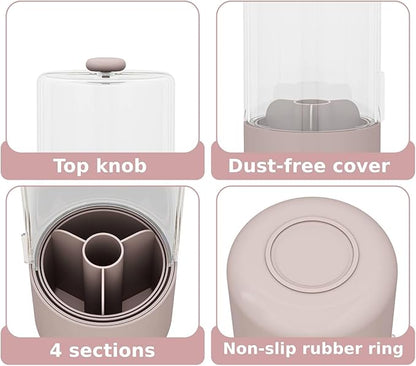 Toothbrush Holder with Cover 360 Rotating 4 Compartments Bathroom Toothpaste