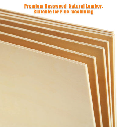 20PCS Basswood Sheets 12x12 Inch Unfinished Square Wood Pieces for Crafting 3mm Plywood Board 1/8" Thin Wooden Sheets Wood Slices Natural Wood Planks for Craft DIY Arts Project Painting Pyrography