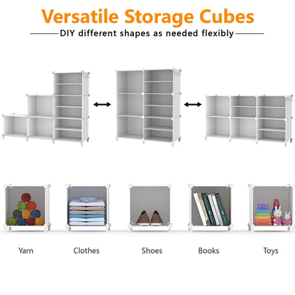AWTATOS 6 Cube Closet Organizer Storage Shelves Portable Clothes Organizers and Storage Stackable Cubby Shelving for Closet Bedroom Living Room Office White