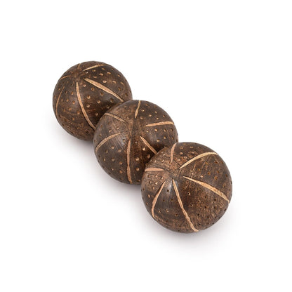 Kaizen Casa Decorative Balls Mango Wood Set of 3 for Home Decor Modern Decorative Balls for Living Room, Bedroom (3" x 3" x 3"), (Set of 3)