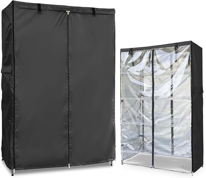 Waterproof Shelf Cover,Outdoor 600D Heavy Duty Dustproof Storage Shelves Cover,24''x18''x72'' Shelf Covers for Wire Shelving with Zippers,Storage Rack Covers with Clear Front