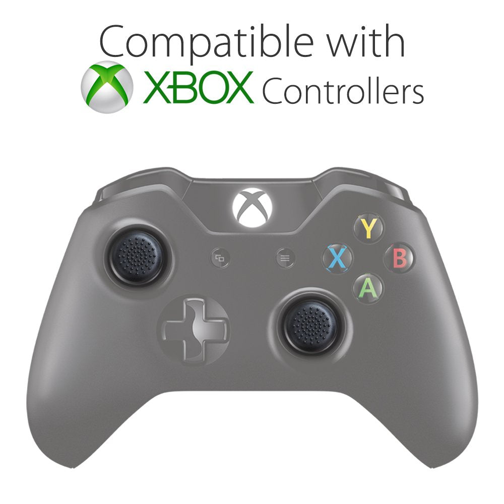Fosmon Performance Thumb Grips for Xbox Controllers, Compatible with Xbox One, One X/S, Elite, Series X/S - Black (4 Pack)
