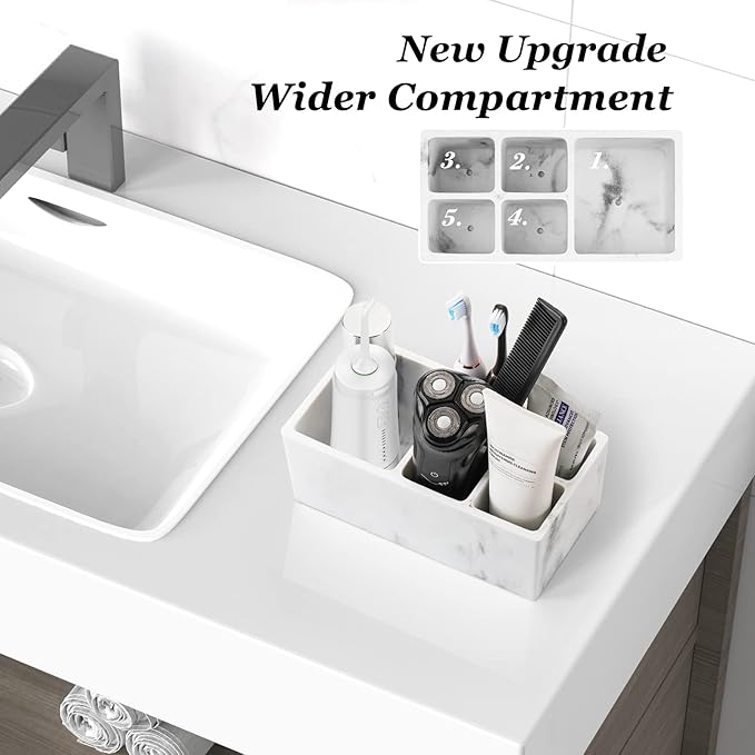 Luxspire Resin Toothbrush Holder, 5 Slots Hygienic Handmade Toothbrush Storage
