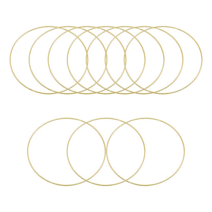 Pocoxll 10 Pcs 10 Inch Metal Hoops for Crafts, Dream Catcher Rings, Wire Wreath Frame Floral Hoop Rings for Wedding Wreath Decor and DIY Wall Hanging Crafts(Light Gold)