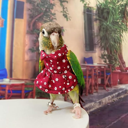 Bird Costume Bird Diaper Flight Suit Vintage Floral Dress Summer Skirt Clothes Cosplay Photo Prop for Parrots Lovebird Parakeet Cockatiel Small Animals Apparel (Green Cheek Conure)