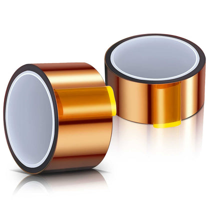 Outus 2 Rolls 30mm x 33m 50mm x 33m 108ft Heat Sublimation Tape High Temperature Transfer Tape Heat Resistant Polyimide for Electronics 3D Printers DIY Crafts (Dark Brown)