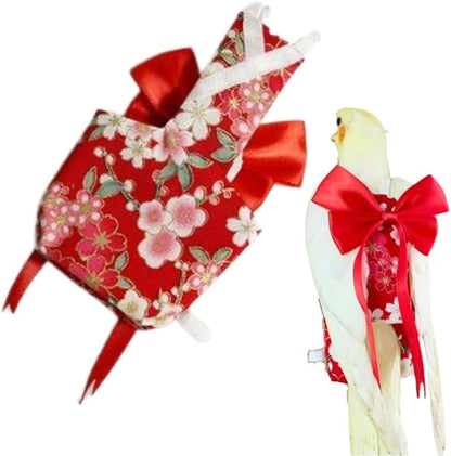 Bird Diaper Parrot Washable Diapers, Parrot Flight Suit, Reusable Nappies for Parakeet Cockatiel Mini Macaw Budgie Conure Lovebird (Red,S)