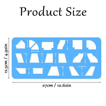 2 Pack Metal Duct Fitting Template Reusable Templates for Drawing Duct Fittings, Drafting Stencils Serve as a Standardized Drawing Guide