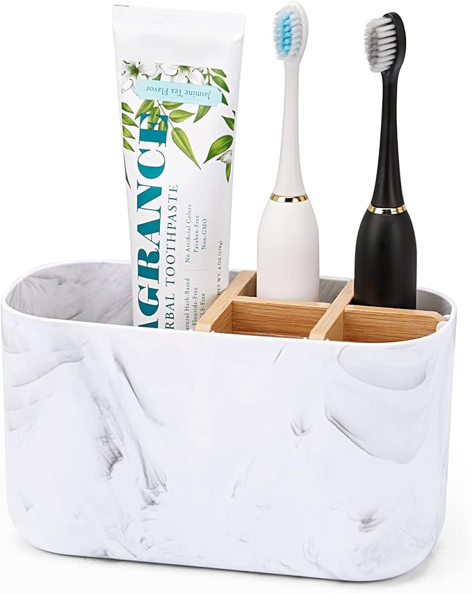 Toothbrush Holders for Bathrooms, 5 Slots Bamboo Toothbrush Holder Kids
