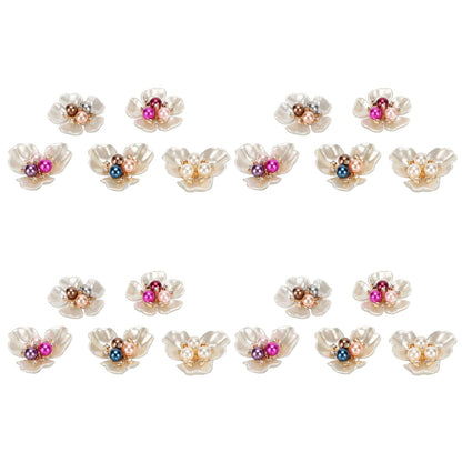FILFEEL 20Pcs Elegant Faux Pearl Flat Flower Embellishments for Jewelry and Clothing Decoration, Crafting Supplies