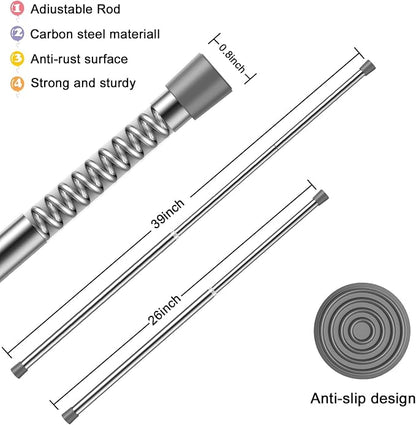 AIZESI 1pcs Tension Curtain Rod Spring Tension Rod Short Curtian Rods No Drilling Expandable Spring Loaded Curtain Tension Rod Adjustable 26 to 39 inch,Best Use Range 28 to 36 inch，Sliver