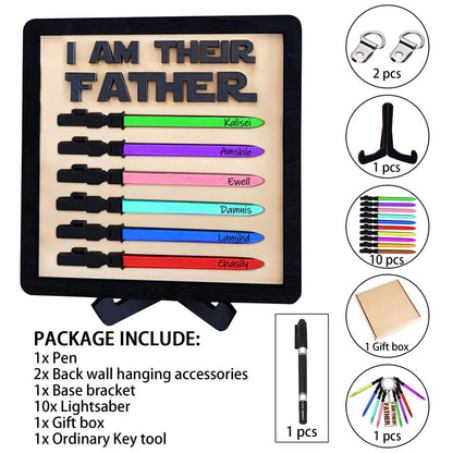 Personalized 3D I Am Their Father Sign, Custom Name I Am Father Wood Sign Plaques, Father's day Wood Sign Home Decoration, Fathers day Birthday Gifts for Dad Husband from Daughter Wife Son wife