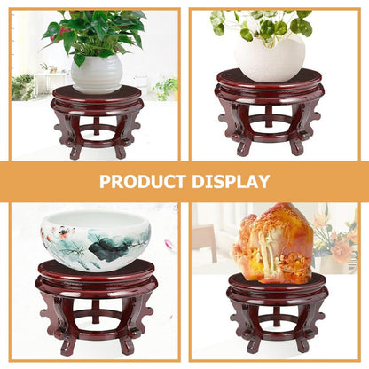 Vaguelly Wooden Plant Stand 6.3 Inch Indoor Flower Pot Holder Oriental Display Base for Succulents Vase Fishbowl Riser