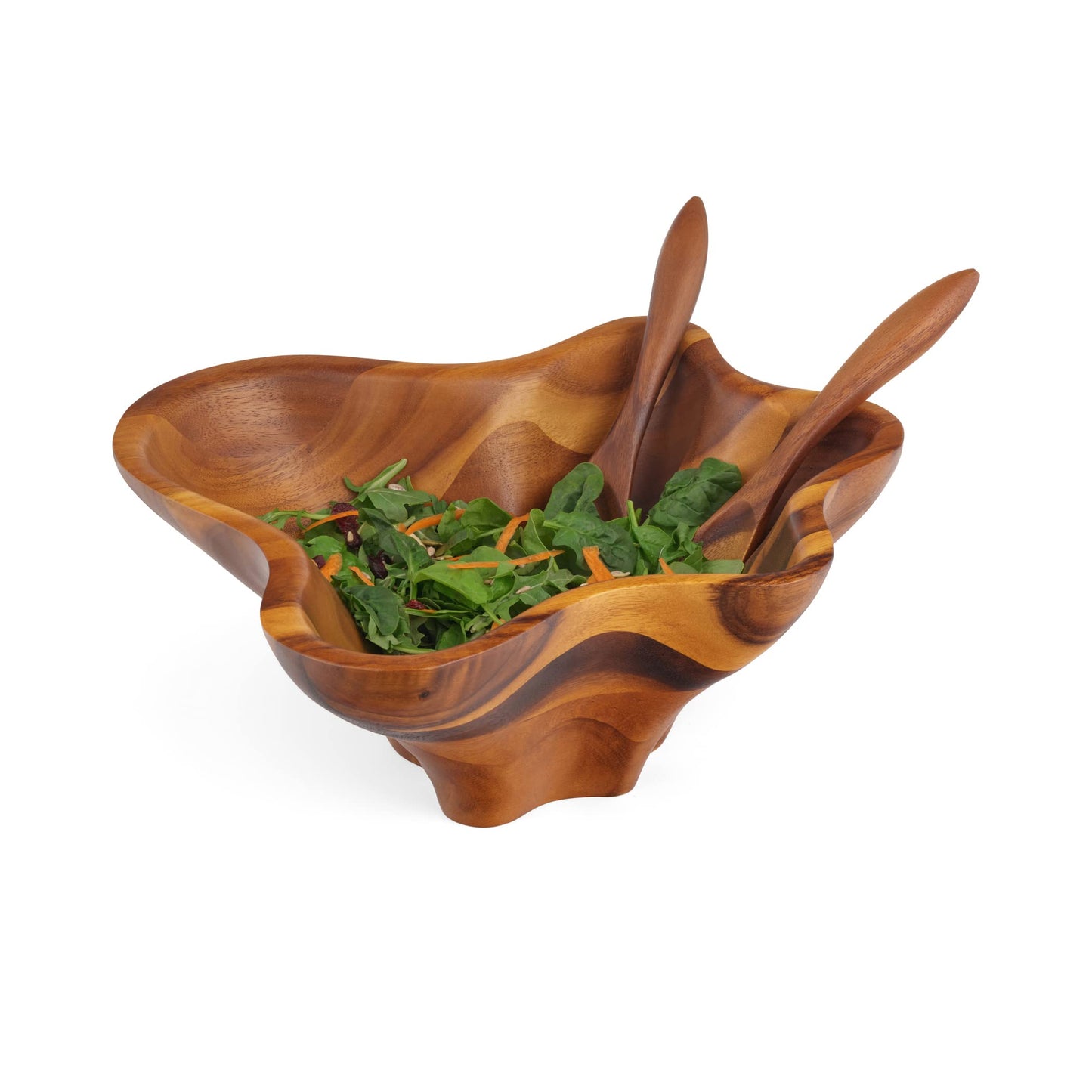 Nambe Oceana Coral Salad Bowl with Servers