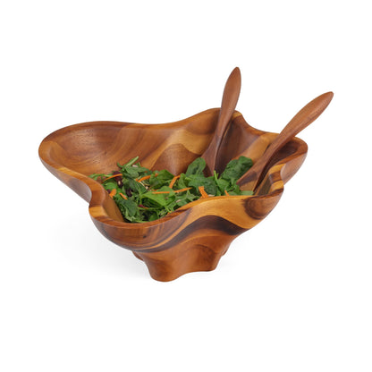 Nambe Oceana Coral Salad Bowl with Servers