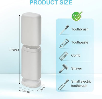 Travel Toothbrush and Toothpaste Case, 2 in 1 Gray Toothbrush Holder and Rinse
