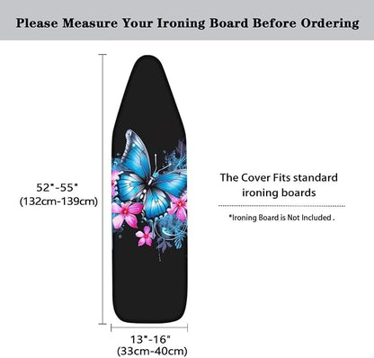 Blue Floral Butterfly Ironing Board Cover Scorch Resistant, Extra Thick Covers