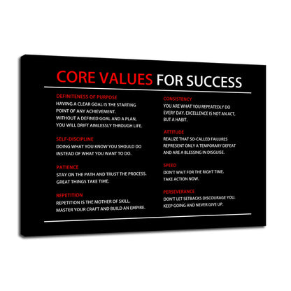 Core Values Quote Inspirational Canvas Painting Motivational Wall Art Poster Inspiring Positive Motivational Framed Artwork Prints Picture for Living Room Office [24''Wx 36''H]