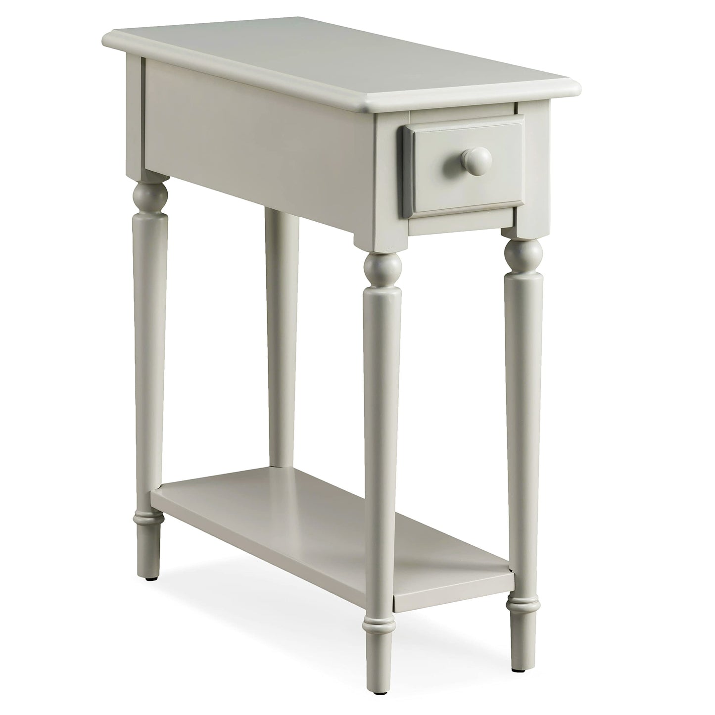 Leick Home Coastal End Table, Solid Wood, 1 Drawer, Bottom Display Shelf, Easy-Assembly, For Living Room/Bedroom, Greige, 23.5 in. L x 10.0 in. W x 24.0 in. H, 20017-GR