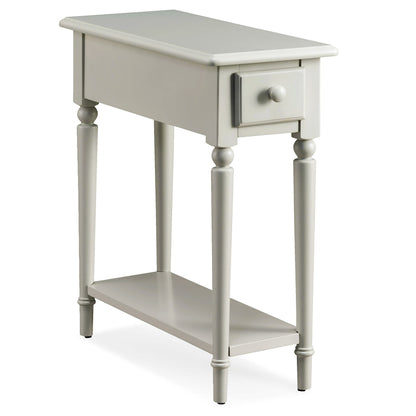 Leick Home Coastal End Table, Solid Wood, 1 Drawer, Bottom Display Shelf, Easy-Assembly, For Living Room/Bedroom, Greige, 23.5 in. L x 10.0 in. W x 24.0 in. H, 20017-GR