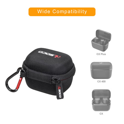 RLSOCO Hard Case for Sennheiser Consumer Audio CX Plus/CX/CX 400BT / CX 500BT True Wireless Earbuds | Shockproof, Dustproof, Water-Resistant Storage Pouch, with Sturdy Metal Hook (Case Only)