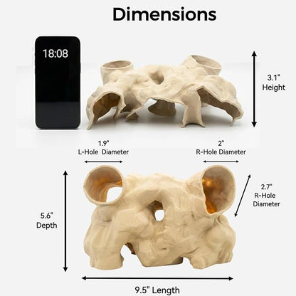 Large Aquarium Tunnel & Cave (9.5" L), 3D Printed Substrate Viewer Fish Hideout with Wide Top Entrances, Tank Decor for Small Fish, Corydoras, Betta & Shrimp - Set with 3 Mini Accessories (White)