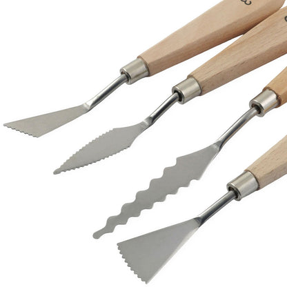 XGNG 10PCS Stainless Steel Trowel Set Painting Tool Metal Utensil Wooden Handles Suitable for Acrylic Paint Color Matching