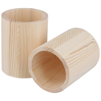 GINLANK 12 Pack 4 Inch Round Wooden Pencil Holders, Unfinished Wood Desk Organizer for DIY Crafts (3x3x4 Inches)