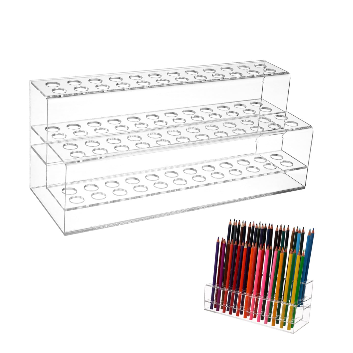 Luxshiny Pen Holder Storage Box 9.44X4.13X3.54In Desktop Organizer with Multi-Slot Design for Pens Pencils Makeup Brushes Crayons Office School Desk Accessories