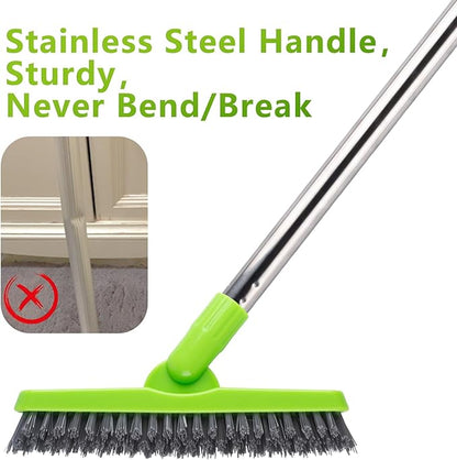 ITTAHO 2 Pack Grout Brush with Long Handle, Swivel Cleaning Grout Line Scrubber