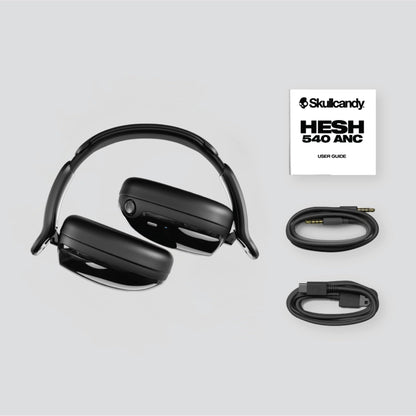 Skullcandy Hesh 540 ANC Wireless Over-Ear Bluetooth Headphones with THX Spatial Audio, Active Noise Cancelling, Personalized Sound, Up to 65 Hours Battery, Microphone for iPhone Android - True Black